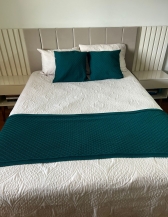 Kit Peseira Decorativa para cama Casal Losango - Verde petroleo