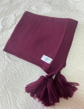 Kit Peseira Decorativa para cama Casal Pompom - Vinho