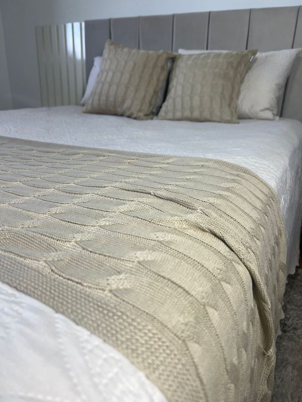 Kit Peseira Decorativa para cama King Size Trança - Areia