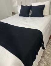 Kit Peseira Decorativa para cama Casal Pompom - Preto