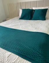 Kit Peseira Decorativa para cama Queen Losango - Verde petroleo