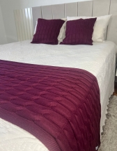 Kit Peseira Decorativa para cama Queen Trança - Vinho