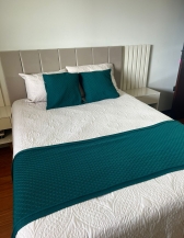 Kit Peseira Decorativa para cama Casal Losango - Verde petroleo
