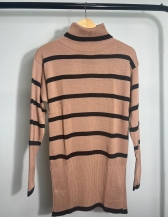 Blusa Izabel (gola alta) - Bege com preto
