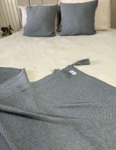 Kit Peseira Decorativa para cama Casal Pompom - Cinza
