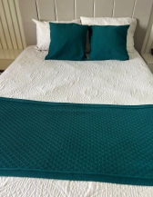 Kit Peseira Decorativa para cama Queen Losango - Verde petroleo