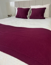 Kit Peseira Decorativa para cama Casal Pompom - Vinho