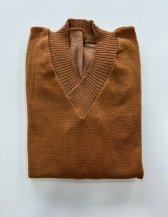 Blusa Básica Gola V - Marrom